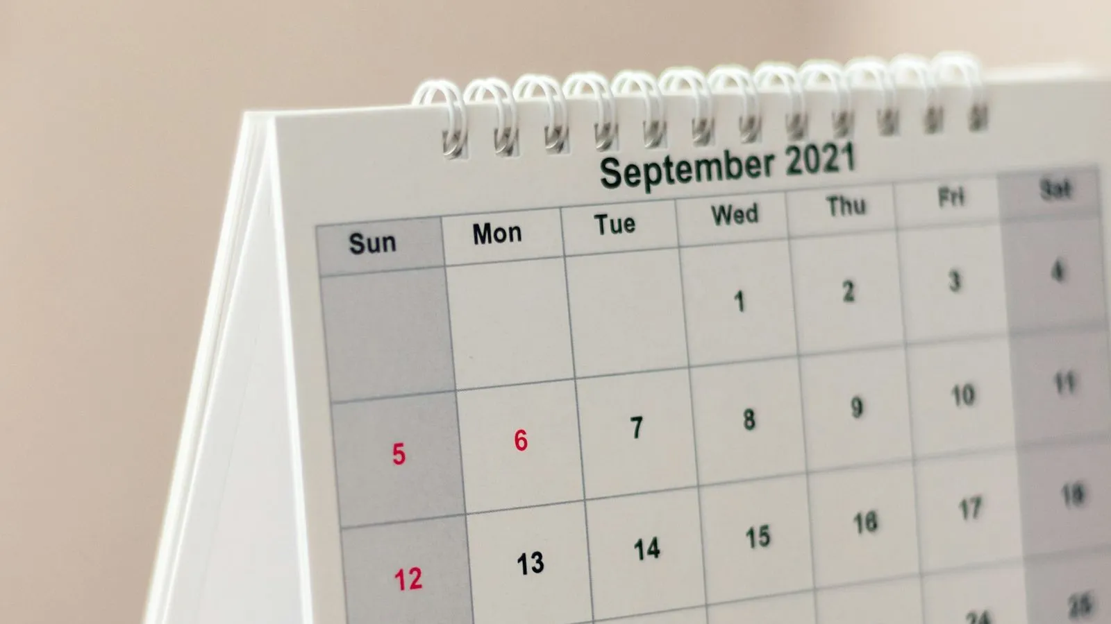 Desk calendar used for scheduling and timing follow-up appointments
